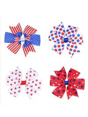 🇺🇸 America 250 Celebration USA Themed Hair Bow Set Patriotic 4th Of July NEW